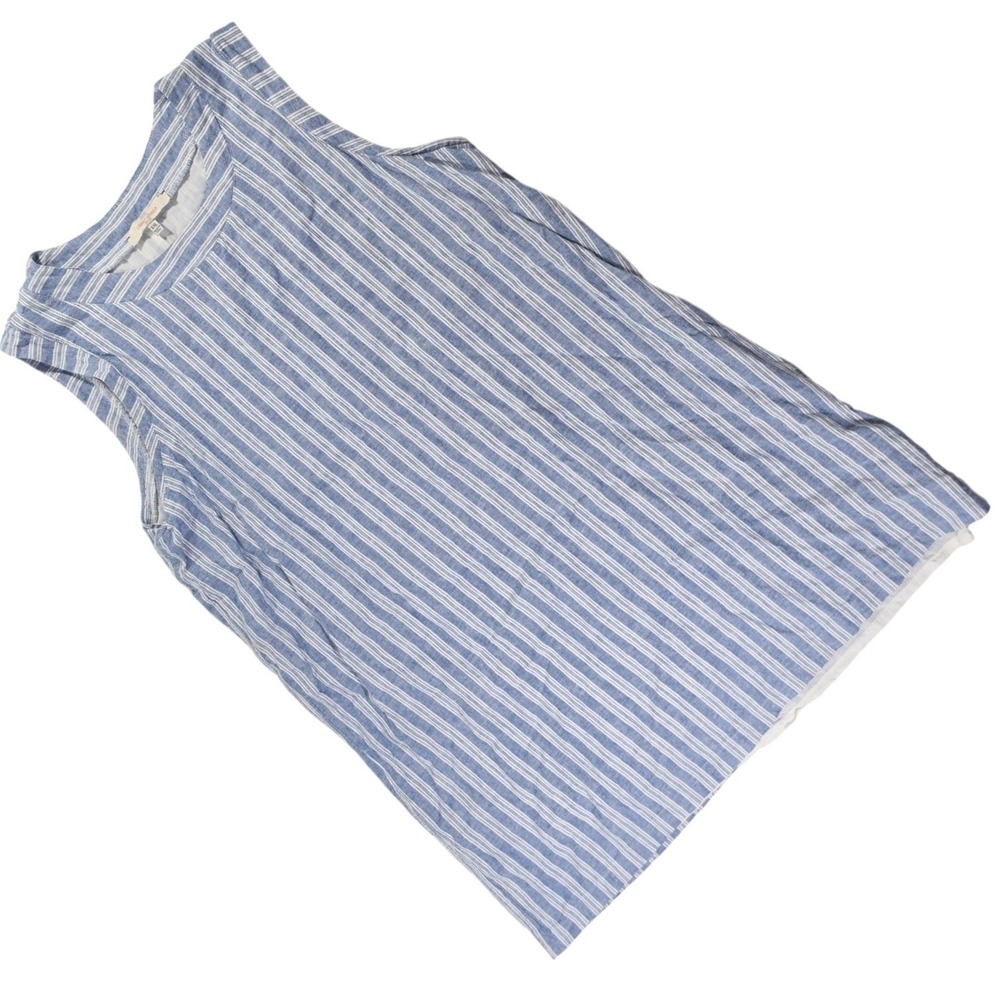 Casacabana Blue White Striped Linen Blend Sleeveless Tank dress XXL C2W23178RG